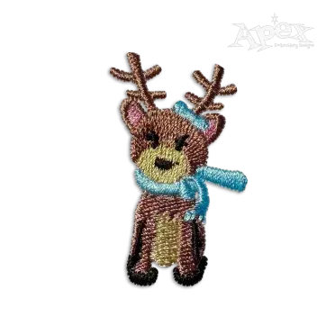 Cute Christmas Reindeer with Scarf Machine Embroidery Design