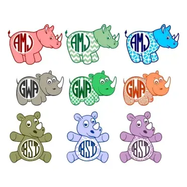 Rhino Monogram Cuttable Frames