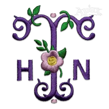 Rose Flower Machine Embroidery Font Letters