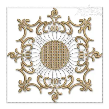 Royal Floral Pattern Quilt Block Embroidery Design