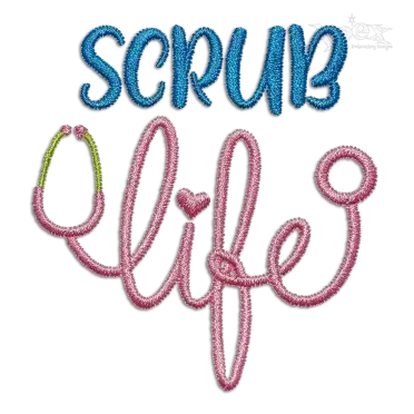 Scrub Doctor Life Stethoscope Machine Embroidery Design Digitizing
