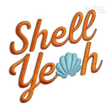 Shell Yeah Beach Ocean Machine Embroidery Design by Apex Digitized