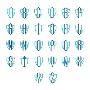 Shield Monogram without frames Cuttable Font