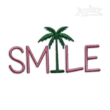 Smile Coconut Palm Tree Machine Embroidery Design