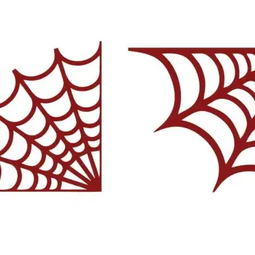 Two corner spider web SVG designs side by side, one fine and one bold
