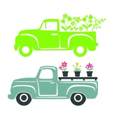 Spring Flowers Vintage Truck SVG Cuttable Design