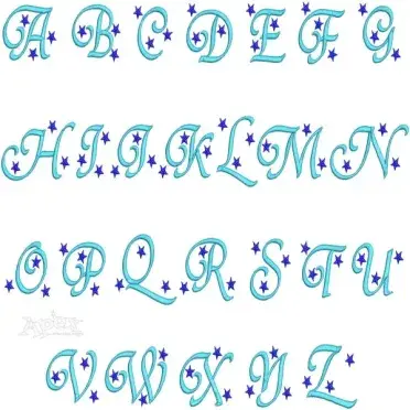 Stars Script Embroidery Font