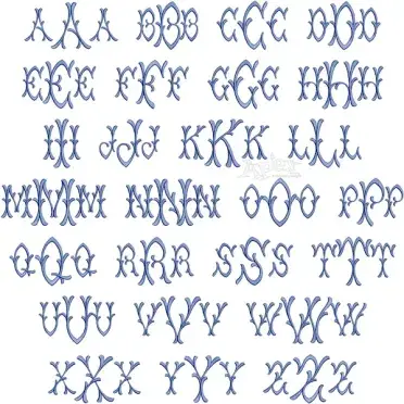 Stylish Bamboo Monogram Embroidery Font - Full Alphabet