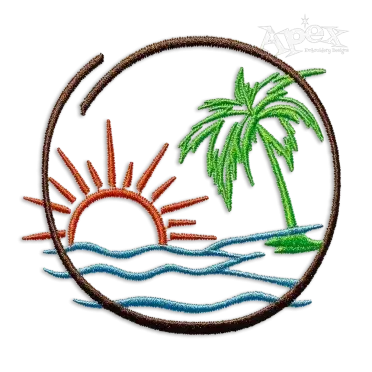 Sunny Palm Beach Machine Embroidery Design by Apex