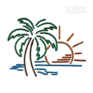 Sunset Ocean Machine Embroidery Design by Apex Designs