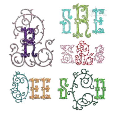 Manoir Machine Monogram Embroidery Font Bundles by Apex All