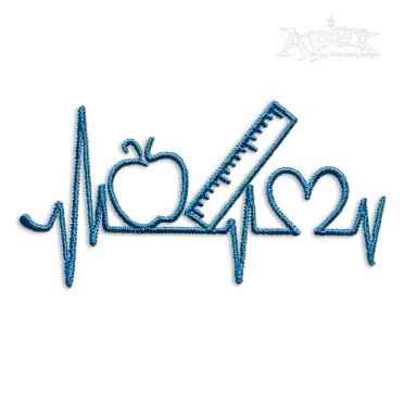 Teacher Heartbeat Impulse Line Machine Embroidery Design
