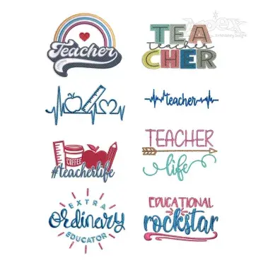 Teacher Life School #teacherlife Pack Machine Embroidery Design - Apex