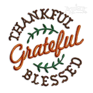 Thankful Grateful Blessed Machine Embroidery Design by Apex