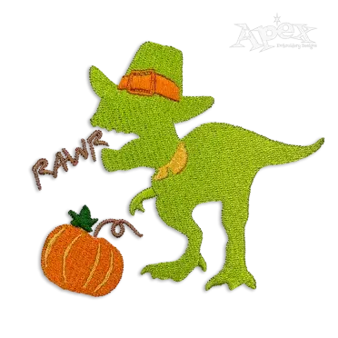 Rawr! Dinosaur Thanksgiving Machine Embroidery Design By Apex