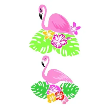 Tropical Flamingo with Hibiscus Flowers and Monstera Leaves SVG Cuttable Design