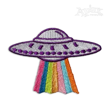 UFO Rainbow Machine Embroidery Design by Apex