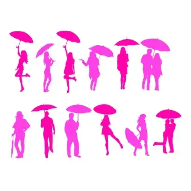 Umbrella Girl Silhouette Pack SVG Cuttable Design