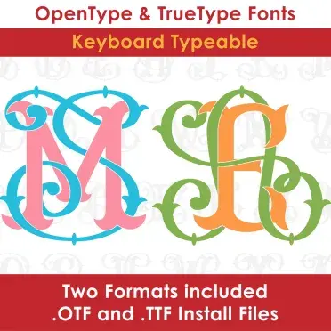 Vine Fishtail Interlocking Monogram TrueType Font