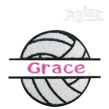 Volleyball Split Frame Embroidery Design