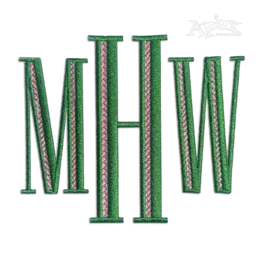Whitney Embroidery Font Monogram 2-color MHW