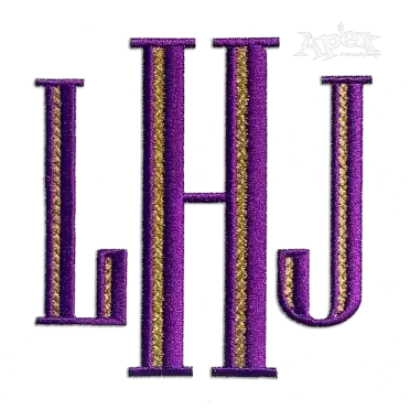 Whitney Embroidery Font Monogram 2-color LHJ