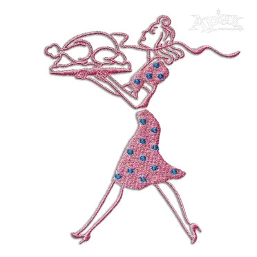 Thanksgiving Woman Holding Turkey Machine Embroidery Design Digitizing