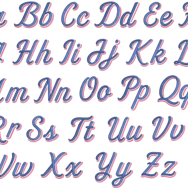 Script 2-Color GA Shadow Machine Embroidery Font All
