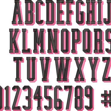Tall Athletic Block 2-Color Shadow Machine Embroidery Font All