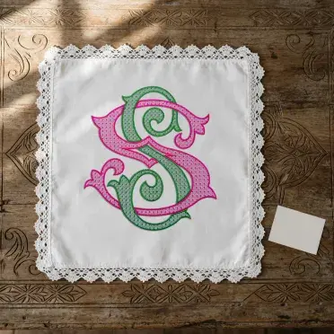 Bresia 2-letter Interlocking Monogram Machine Embroidery SS