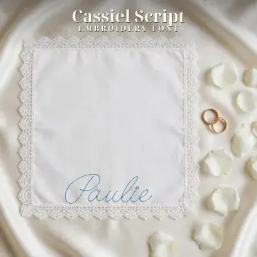 Cassiel Script Regular 3D Puff Bean Chain Stitch Embroidery Font Bundle wedding