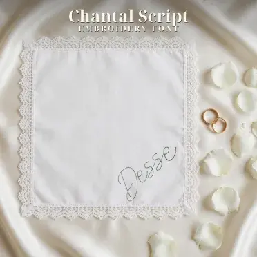 Chantal Script Regular 3D Puff Bean Chain Stitch Embroidery Font Bundle Wedding
