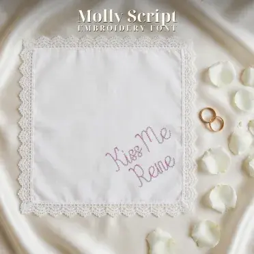 Molly Script Regular 3D Puff Bean Chain Stitch Embroidery Font Bundle Wedding