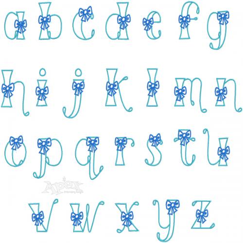 Bow Embroidery Font Apex Embroidery Designs, Monogram Fonts & Alphabets