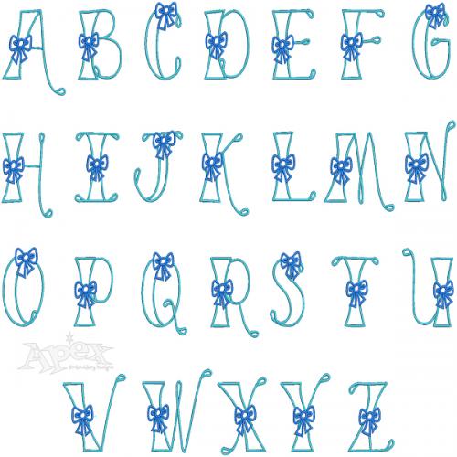 Bow Embroidery Font Apex Embroidery Designs, Monogram Fonts & Alphabets