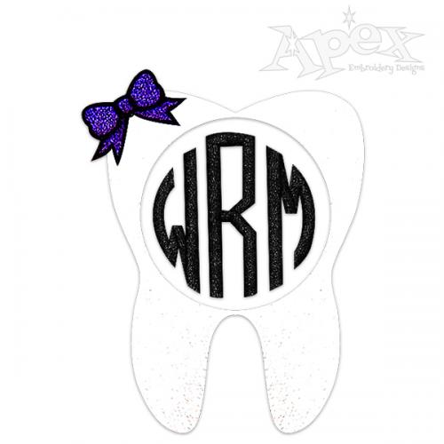 Tooth Dental Hygienist Embroidery Design Apex Monogram Designs & Fonts