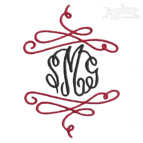 Swirl Accent Embroidery Design Apex Monogram Designs & Fonts