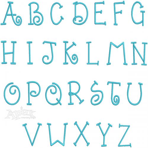 Swirl Embroidery Font | Apex Embroidery Designs, Monogram Fonts & Alphabets