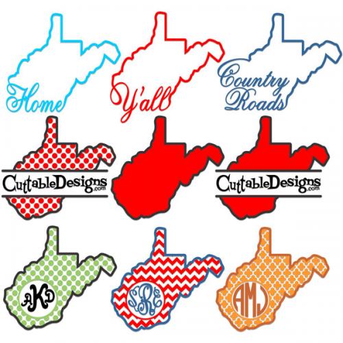 West Virginia Home State Cuttable Designs Apex Designs & Fonts