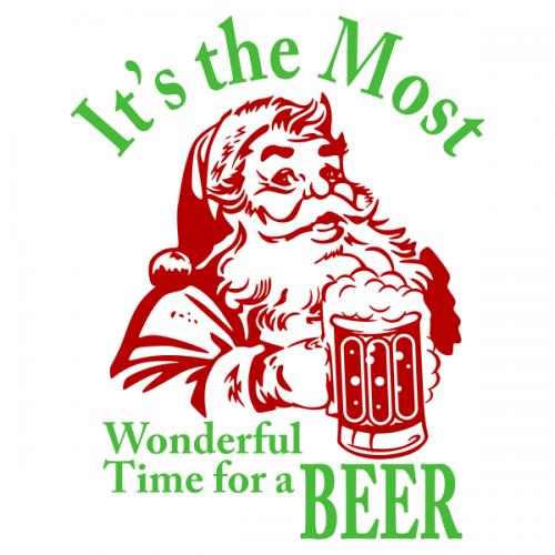 Santa Claus Wonderful Time for A Beer Christmas Cuttable Design