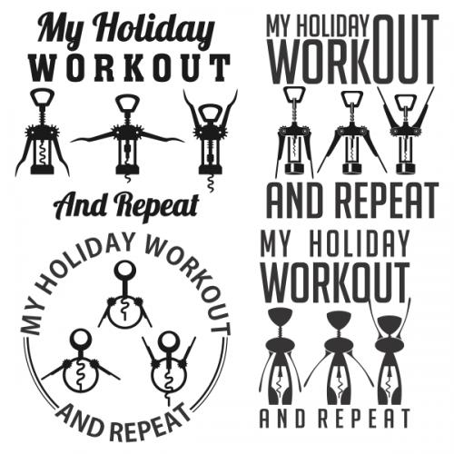 Wine Holiday Workout Cuttable Svg Designs