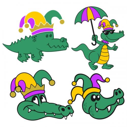 Mardi Gras Gators Cuttable Designs