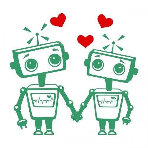 Robot Love Heart Svg Cuttable Designs
