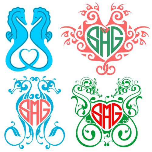 Seahorse Heart Svg Cuttable Designs
