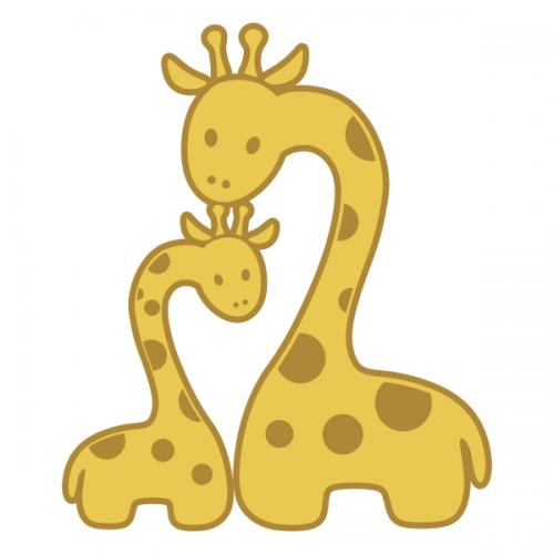 Giraffe Mother And Child SVG Cuttable Design