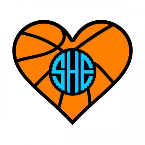 Basketball Heart Cuttable Design