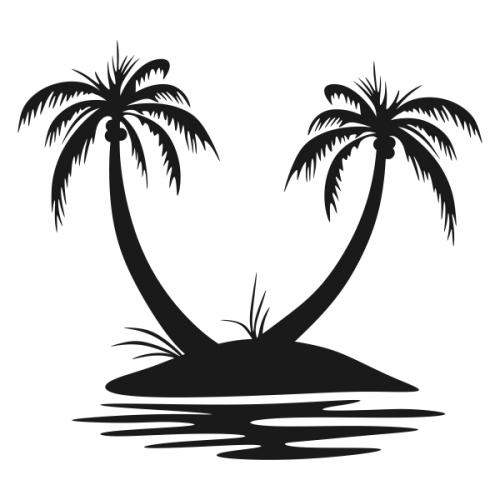 Palm Tree Island Cuttable Design