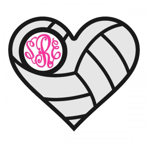 Volleyball Hearts Monogram Cuttable Designs