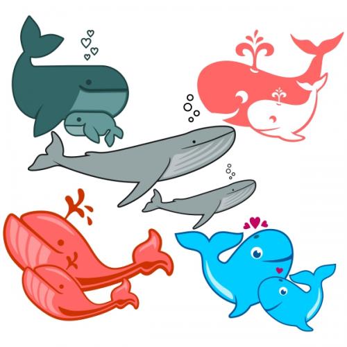 Whale Mother Child Cuttable Designs