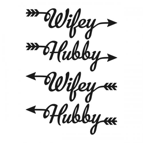 Hubby And Wifey Arrow Svg Cuttable Design
